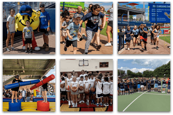 Collage of Simply Doing Good members helping local sports teams