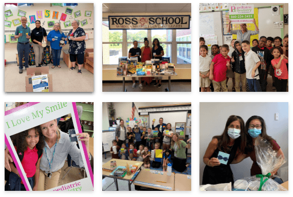 Collage of Simply Doing Good members helping our local schools