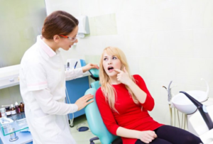 a patient attending her dental appointment