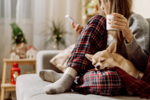 a patient relaxing at home during the holidays 