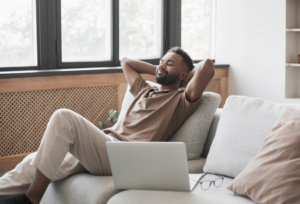 a patient relaxing at home after his dental bone graft
